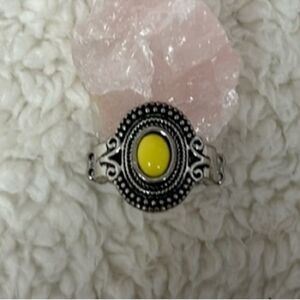 Yellow Silver Tone Expandable Ring